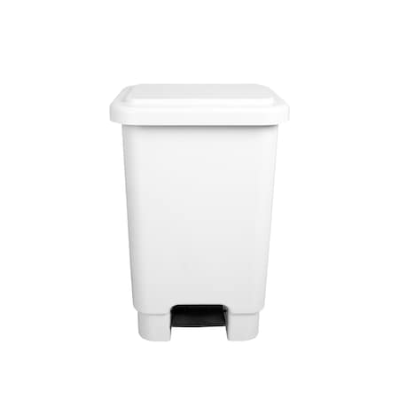 Lar Plastics Step-On Trash Can, 13 Gal, White (WH) ST.13 WH | Zoro